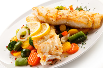 Fish dish - fried fish fillet and vegetables