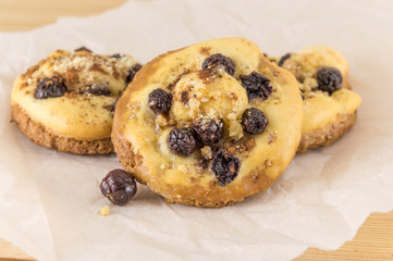 Homemade muffins with aronia and cranberries