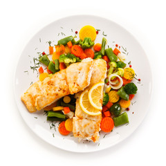 Fish dish - fried fish fillet and vegetables