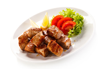 Kebabs - grilled meat and vegetables 