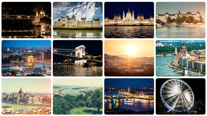 collage of different Budapest sights