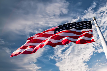 american flag in the sky