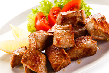 Kebabs - grilled meat and vegetables 