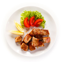 Kebabs - grilled meat and vegetables 