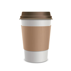 Plastic disposable cups of coffee. Design packaging. Isolated on