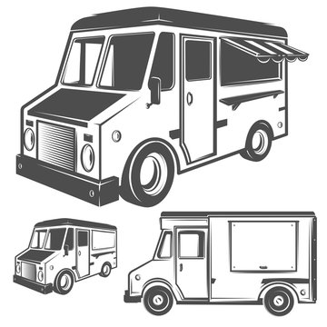 Food truck  and ice cream truck for emblems and logo
