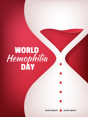 World Hemophilia Day. Liquid sand watch illustration with blood drop