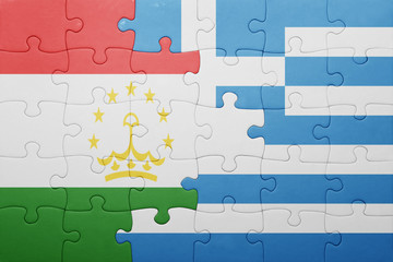 puzzle with the national flag of tajikistan and greece