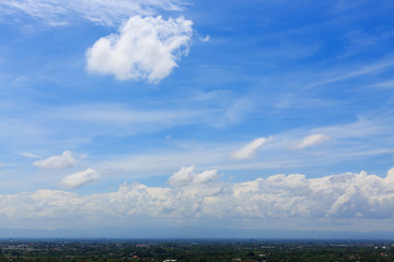 landscape with cloudy on clear blue sky