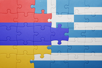 puzzle with the national flag of armenia and greece