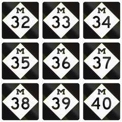 Collection of Michigan Route shields used in the United States