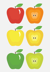Illustration of colored apples on white background