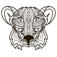 Line vector image for art therapy with wombat.