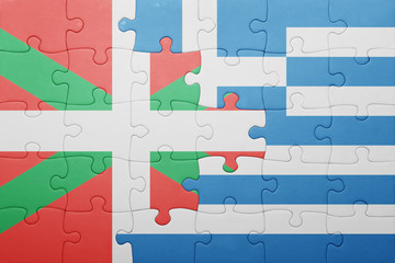 puzzle with the national flag of basque country and greece