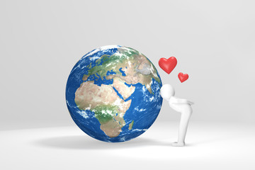 3D human kisses Earth - Europe, Africa, Middle East