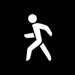 Man walking silhouette. White isolated on a black background.
