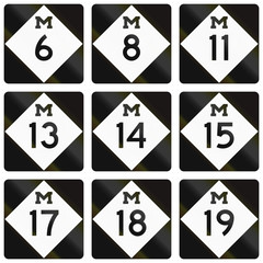 Collection of Michigan Route shields used in the United States