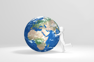 3d Human hugs Earth - Europe, Africa, Middle East