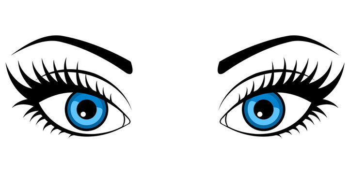 Female blue eyes isolated on white background