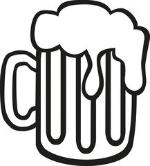 Beer mug with foam hand drawn