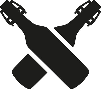 Crossed beer bottles