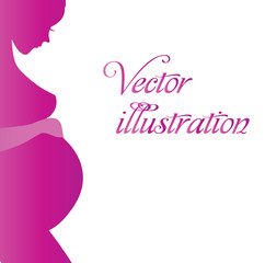 Vector silhouette of woman on colorful background