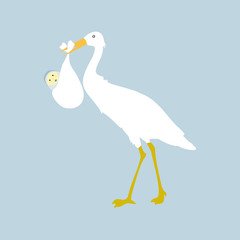 stork carries baby