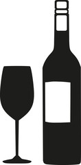 Wine glass and bottle