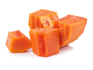 ripe papaya fruit sliced in pieces