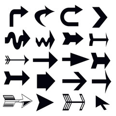 Silhouettes of arrows on a white background