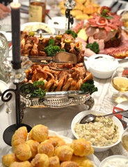 Well decorated table with food