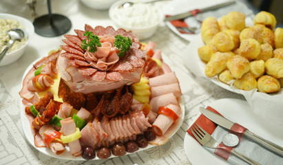 Well decorated table with food