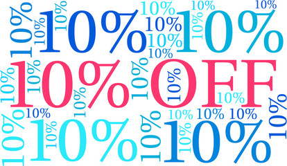 Ten Percent Off on a black background. 
