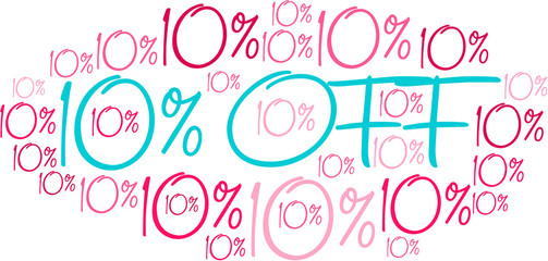 Ten Percent Off on a black background. 