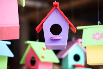 colorful bird house.
