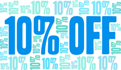 10% Off - Ten Percent Off word cloud on a white background.