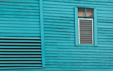 Fototapeta premium The old wooden house Painted bright blue