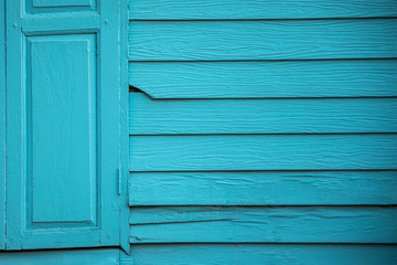 Obraz na płótnie Canvas Close up some part in the old wooden house Painted bright blue