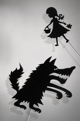 Shadow puppets of Red Riding Hood and Wolf