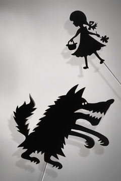 Shadow puppets of Red Riding Hood and Wolf
