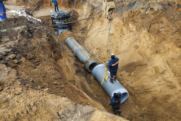 sewer pipe in the trench