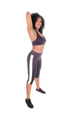 Fototapeta na wymiar African American woman in exercising outfit.