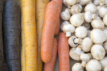 Carrot and Mushroom Vegetables in Baske