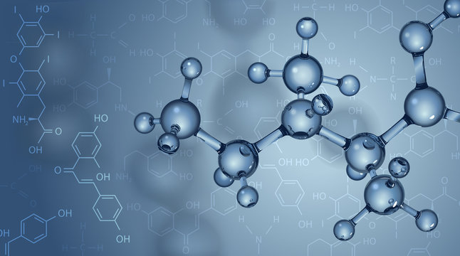 Vector background. Molecules and chemical formulas.
