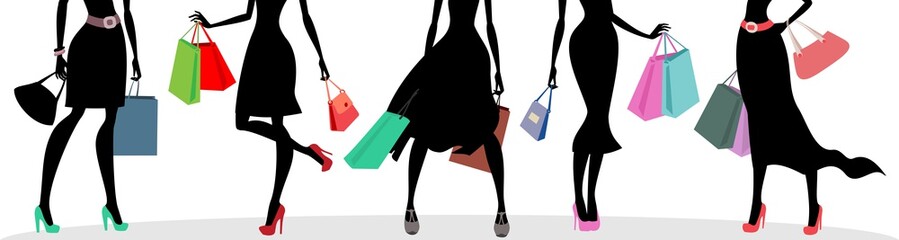 shopping bags and woman silhouettes