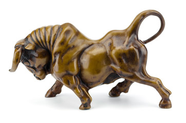 bull sculpture isolated on white background clipping path