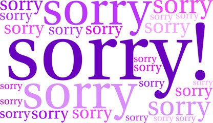 Sorry word cloud on a white background.