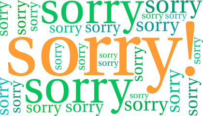Sorry word cloud on a white background.