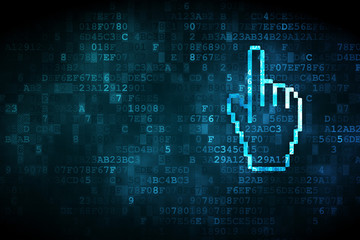 Social network concept: Mouse Cursor on digital background