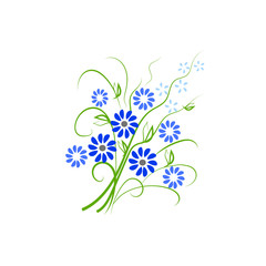 Beautiful isolated blue flowers 